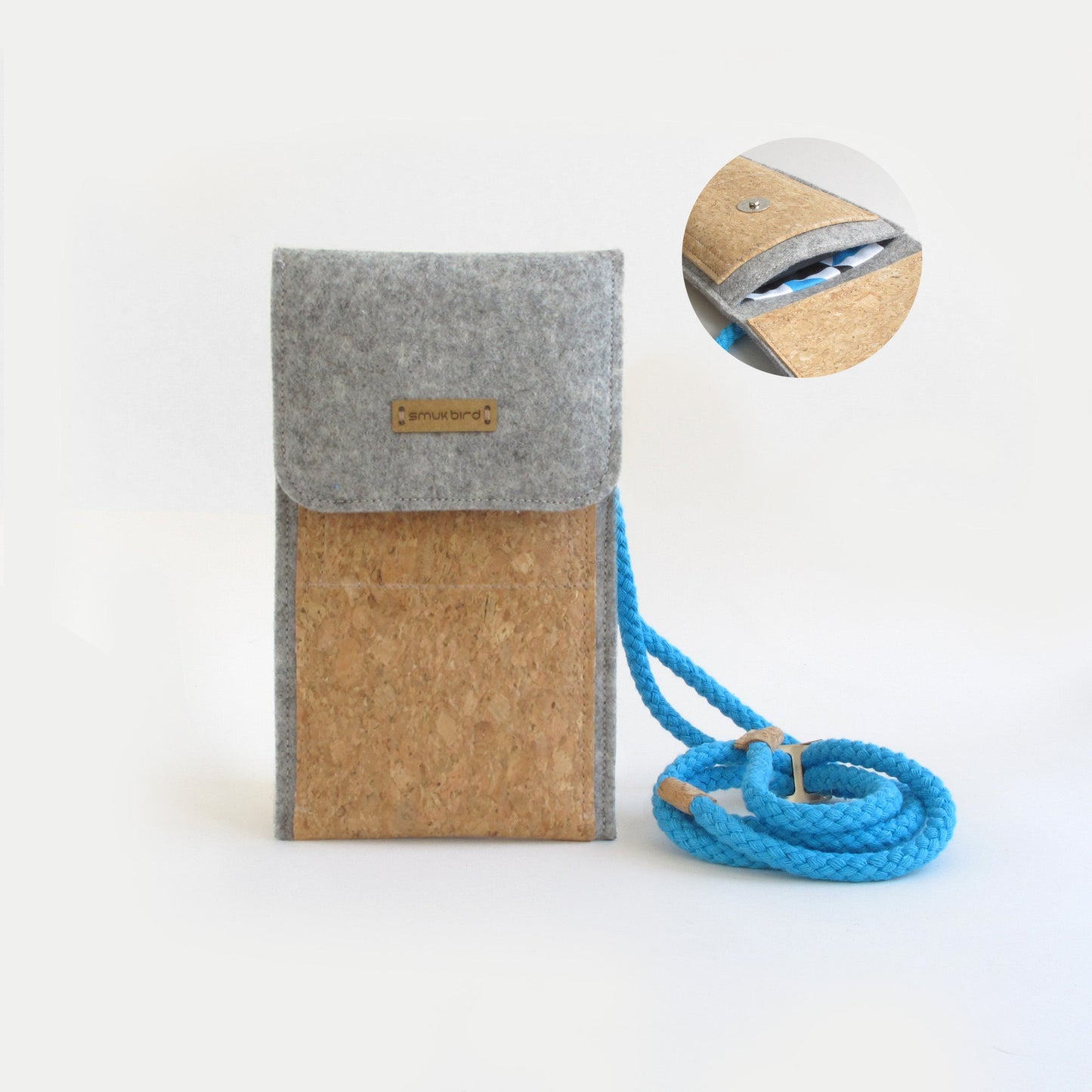 Shoulder bag for Xiaomi POCO X6 | made of felt and organic cotton | light grey - shapes | model KEDJA