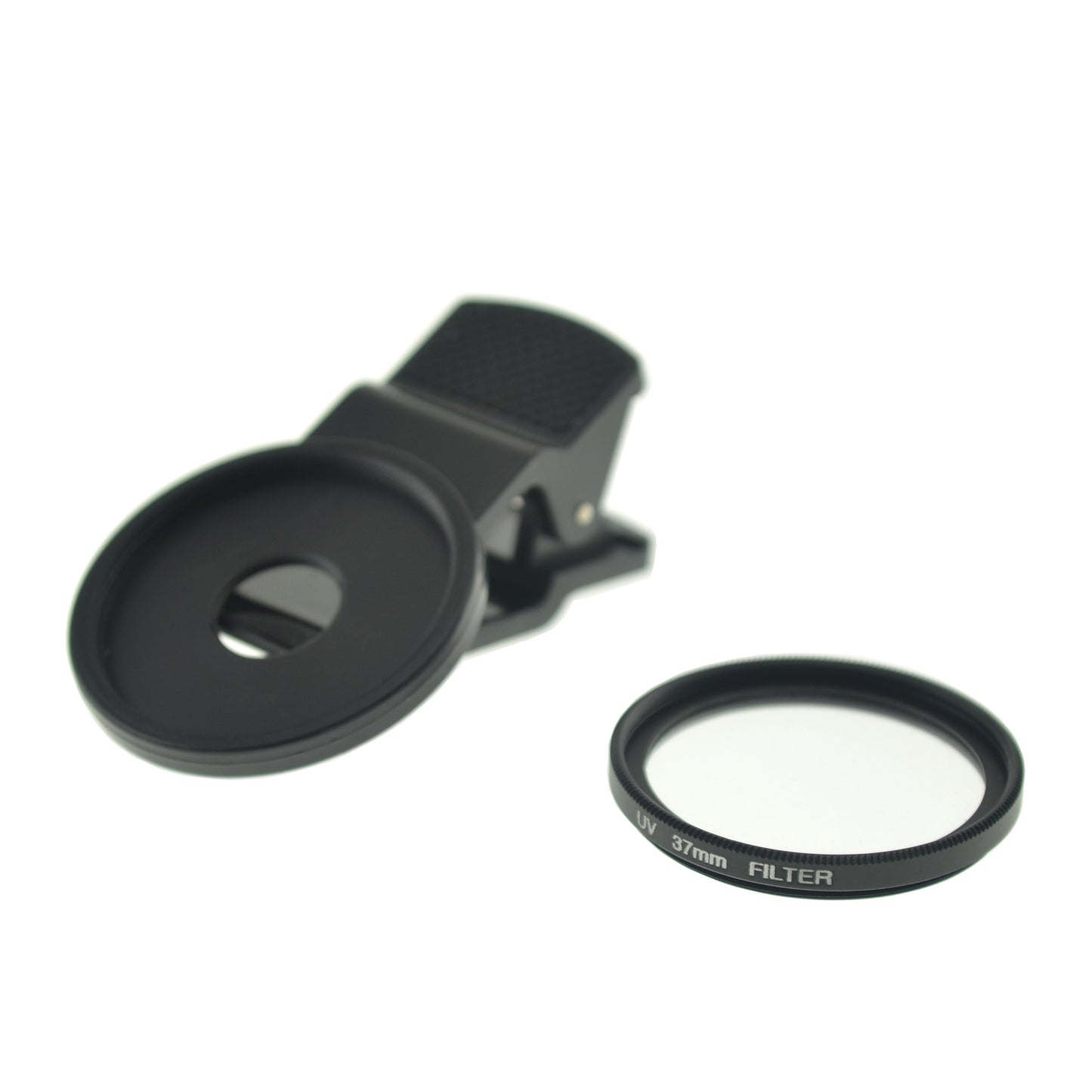 SYSTEM-S UV filter 37 mm thread with clip in black for smartphone