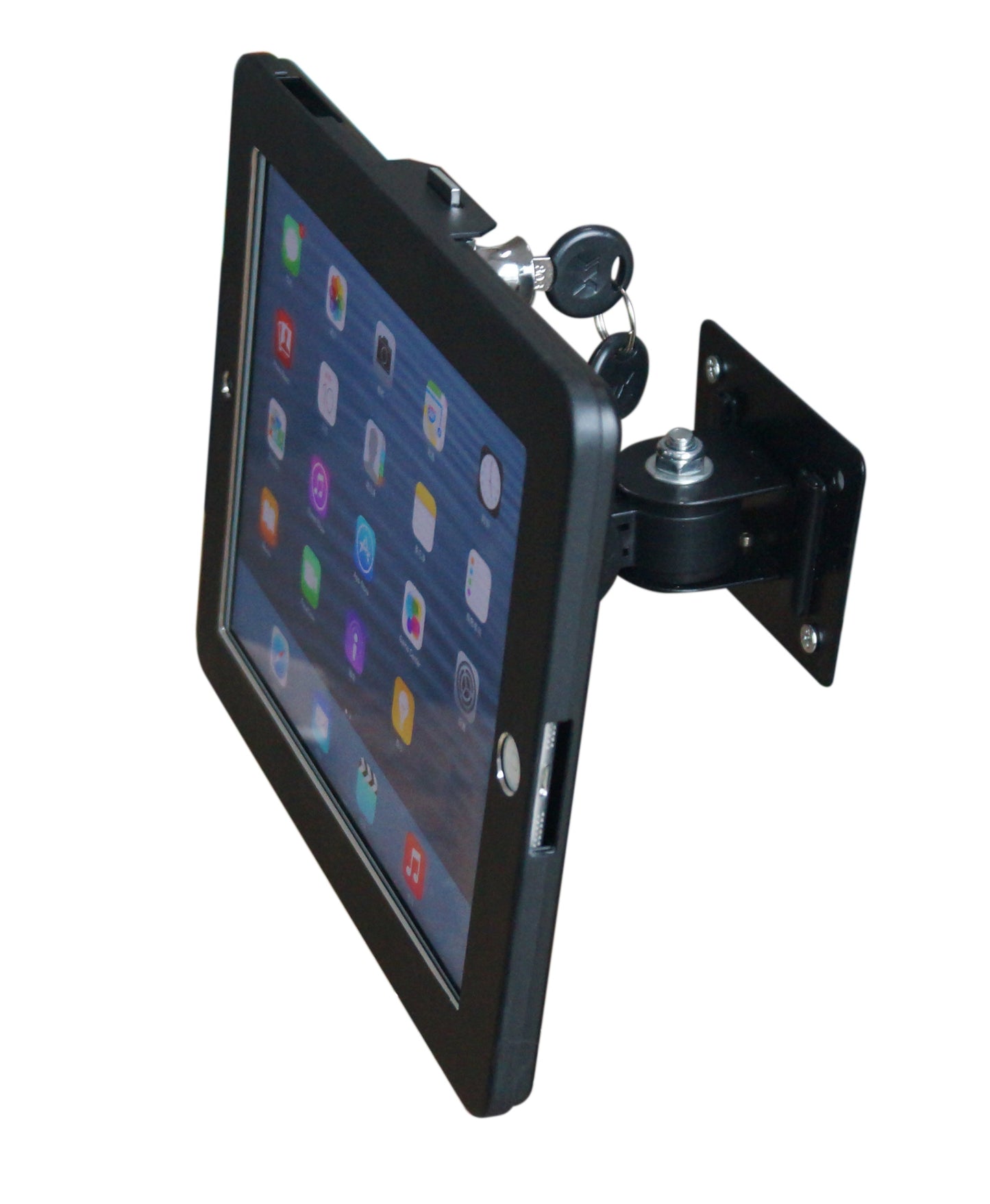 SYSTEM-S Abschließbare Wandhalterung für iPad Pro 12, 9 Zoll 2015 + 2017 in Schwarz