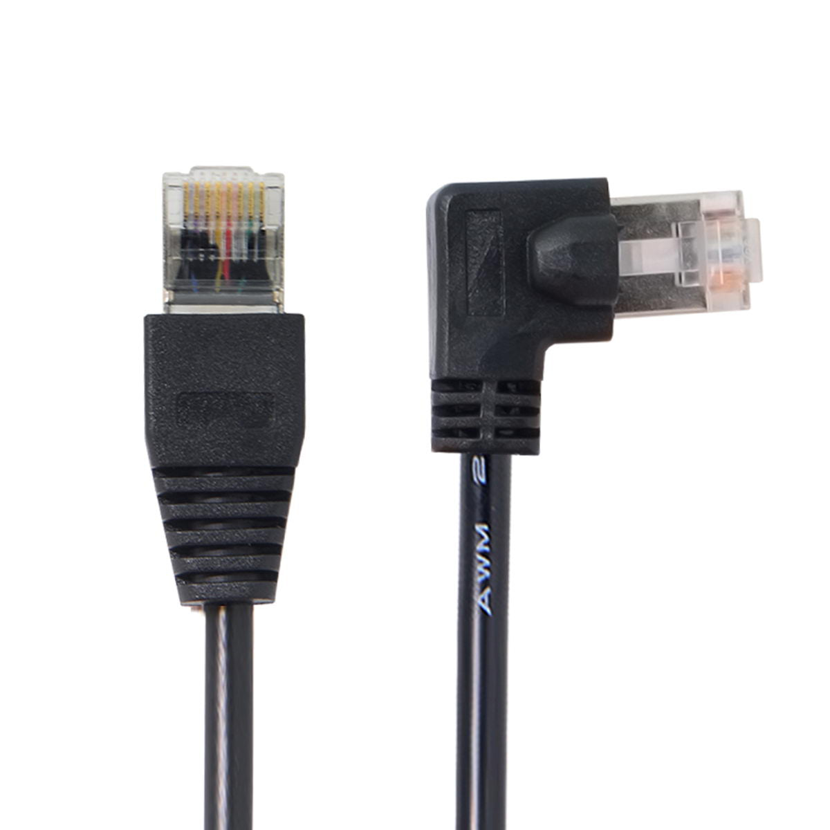 SYSTEM-S LAN Kabel 0,5 m RJ45 Stecker Ethernetkabel Netzwerkkabel Winkel in Schwarz