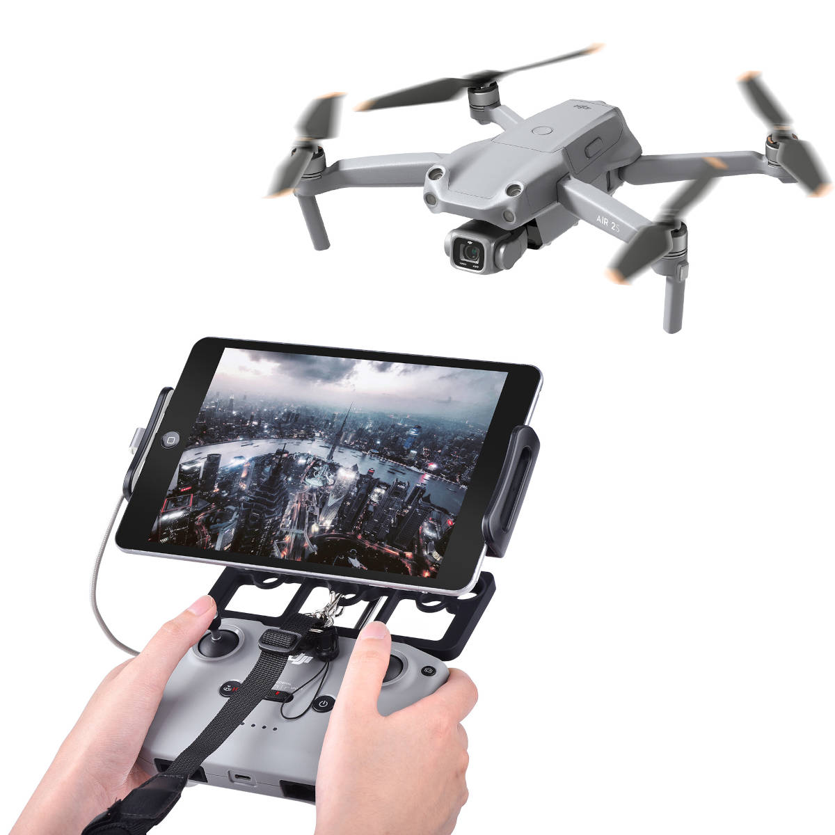 SYSTEM-S Tablet Mount with Bag Strap for Drone Remote Control in Black