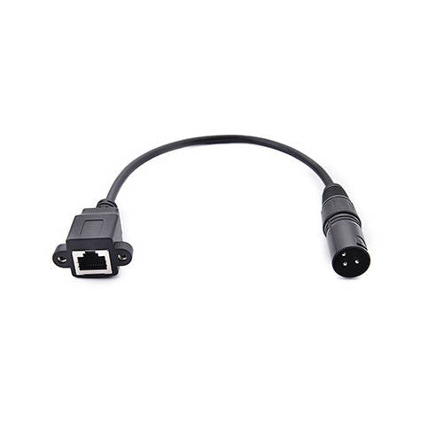 SYSTEM-S LAN cable 30 cm RJ45 socket to XLR 3 pin plug screw in black