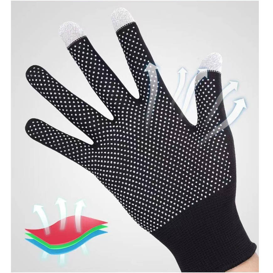 SYSTEM-S Anti Rutsch Handschuhe aus Stoff für Smartphones Touch Bildschirme in Schwarz