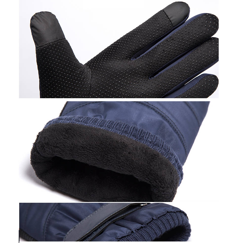 SYSTEM-S Anti Rutsch Handschuhe aus Polyester für Smartphones Touch Bildschirme Schwarz