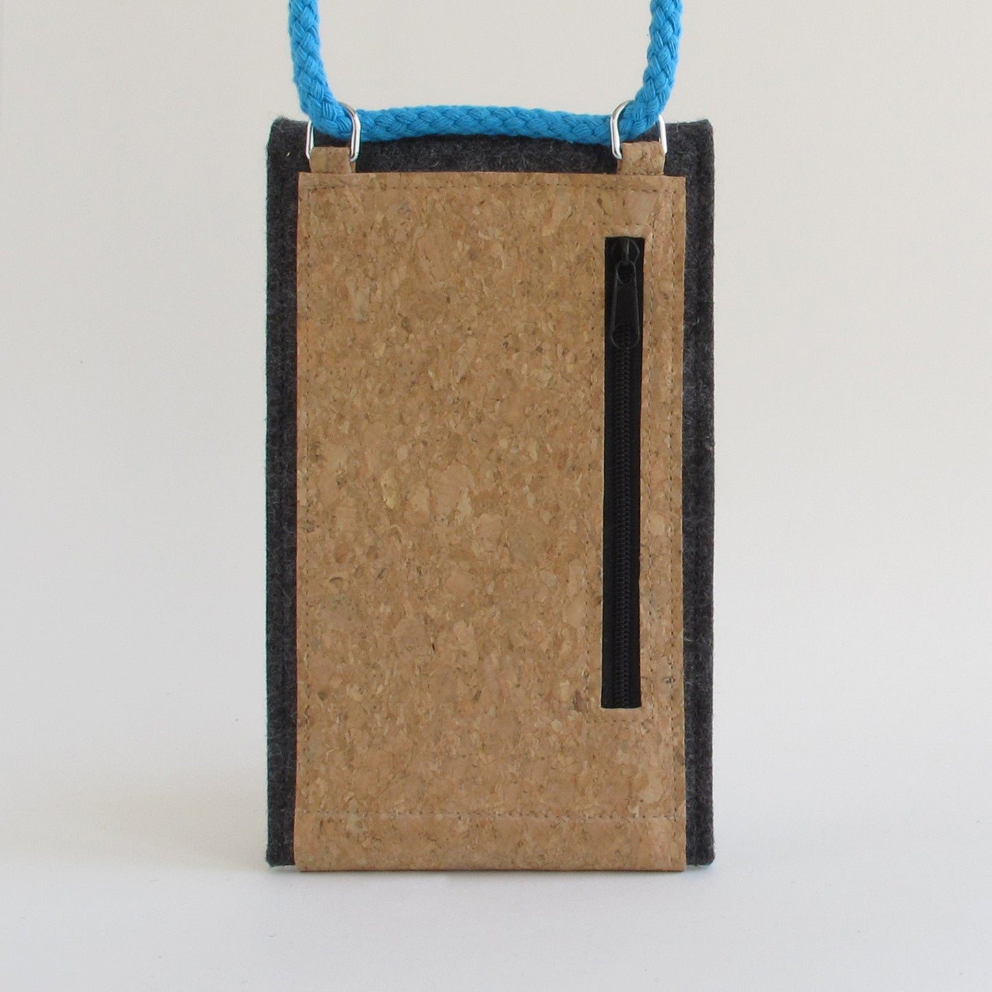 Shoulder bag for Fairphone 6 | made of felt and organic cotton | anthracite - shapes | model KEDJA