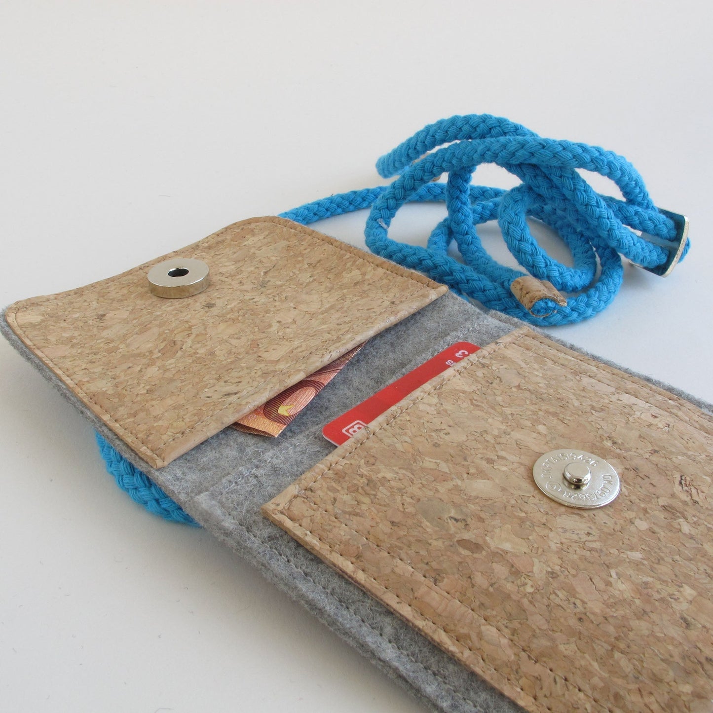 Shoulder bag for Xiaomi POCO X6 | made of felt and organic cotton | light grey - shapes | model KEDJA