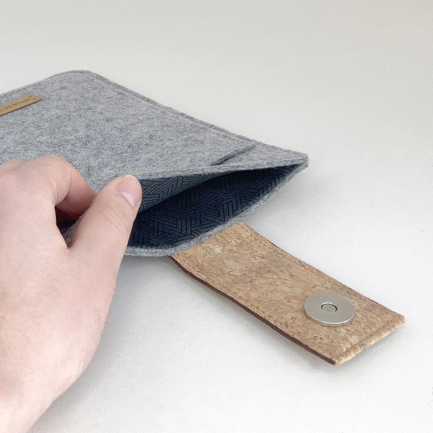 Cover for PocketBook Verse | with magnetic closure and extra compartment | light gray - Tracks | Model "HAKA"