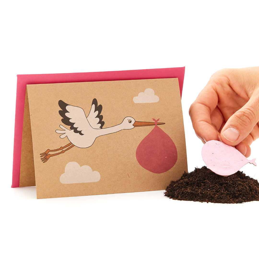 Birth card "Stork pink"