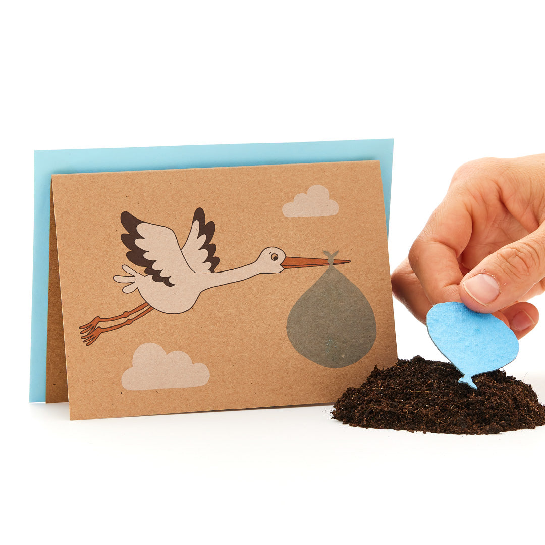 Birth card "Stork, blue"