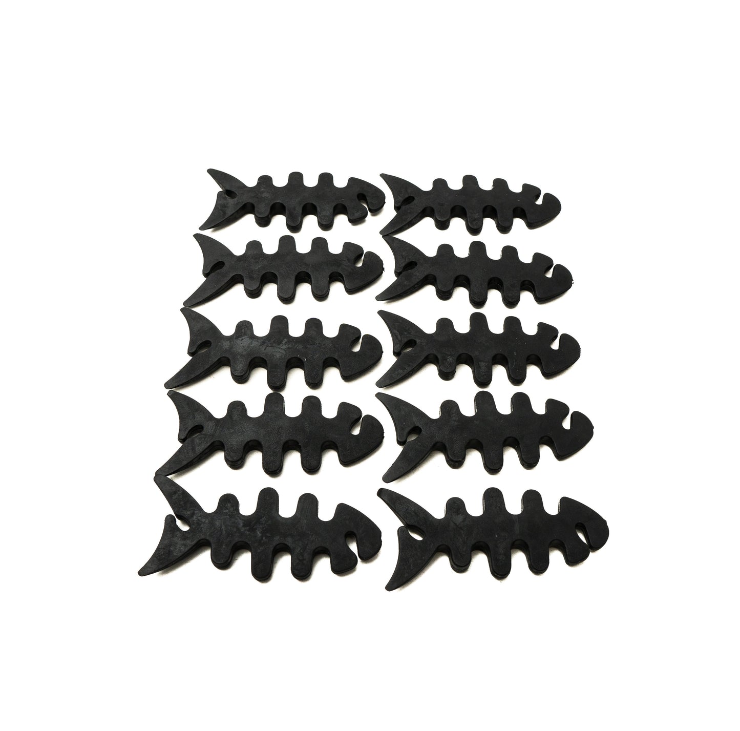 SYSTEM-S Set of 10 cable manager wrap cable winder fish shape silicone winder cable protector in black