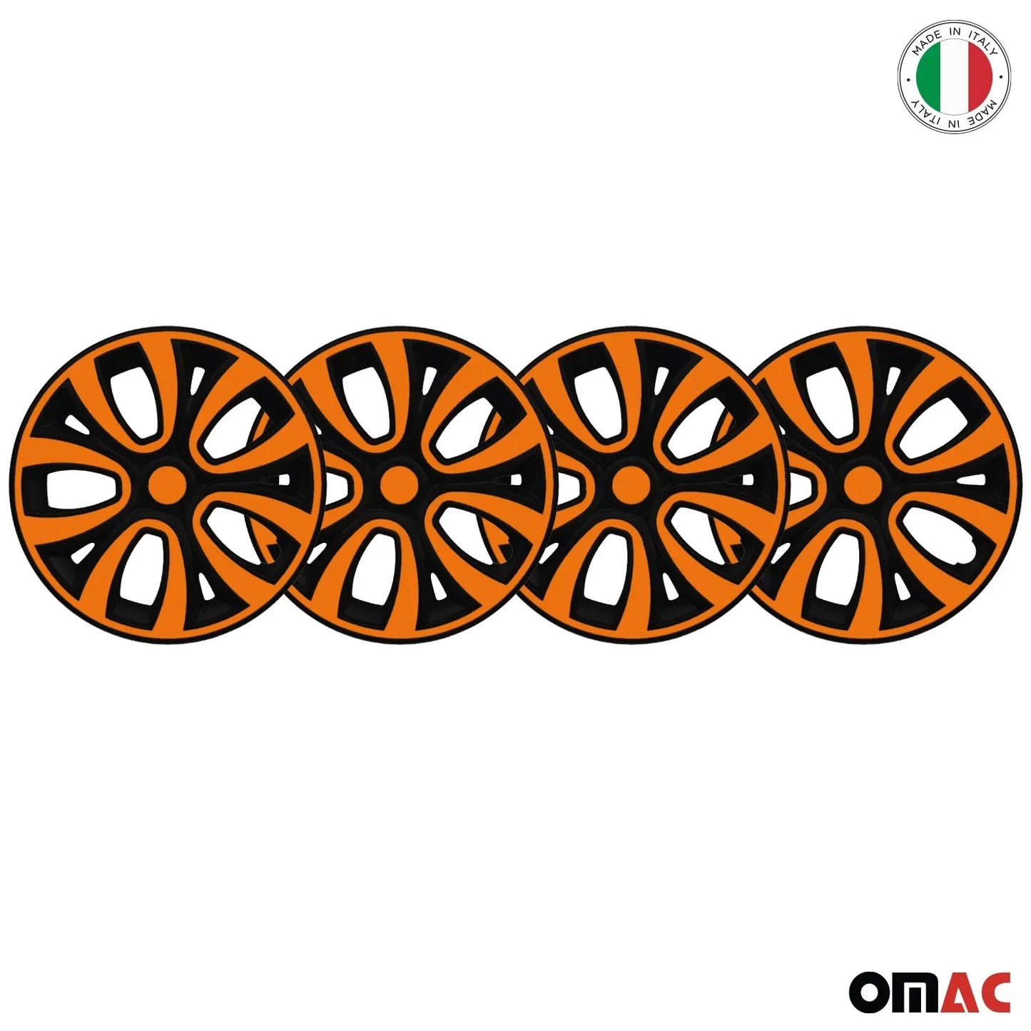 4x Radkappen Radzierblenden Radblenden 15" Zoll Stahlfelgen Schwarz Orange