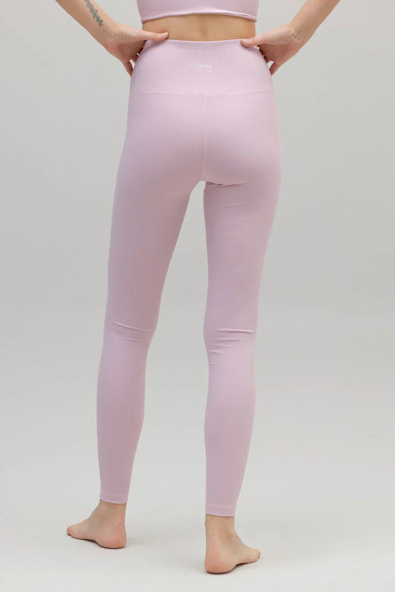 High-Waist Leggings Ribbed Dawn Pink