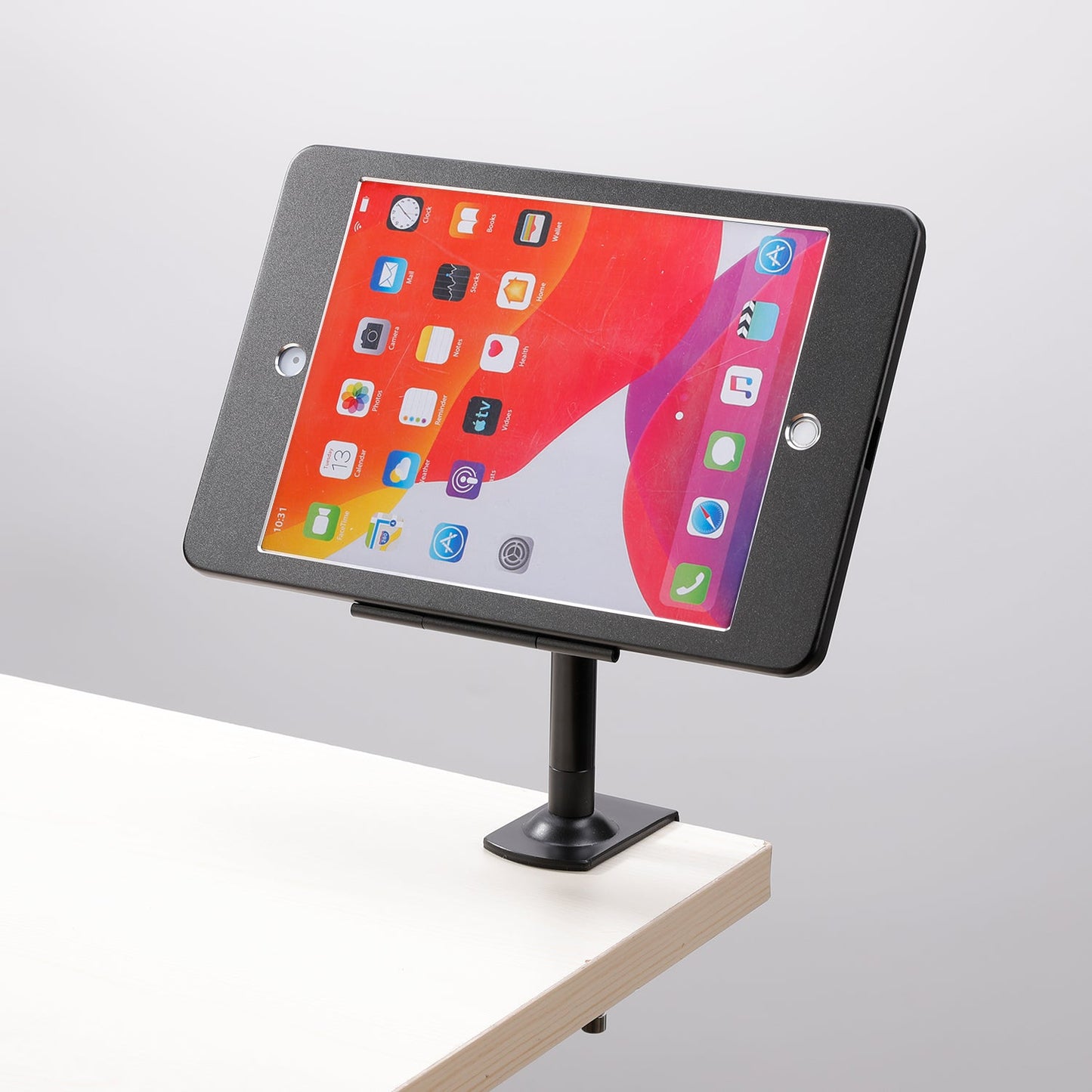 SYSTEM-S Stangen Halterung mit Schloss Befestigung aus Metall in Schwarz für iPad Pro 11"