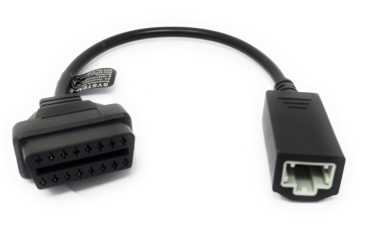 SYSTEM-S OBD cable 30 cm OBD 2 socket for Honda 3-pin in black for car diagnostics