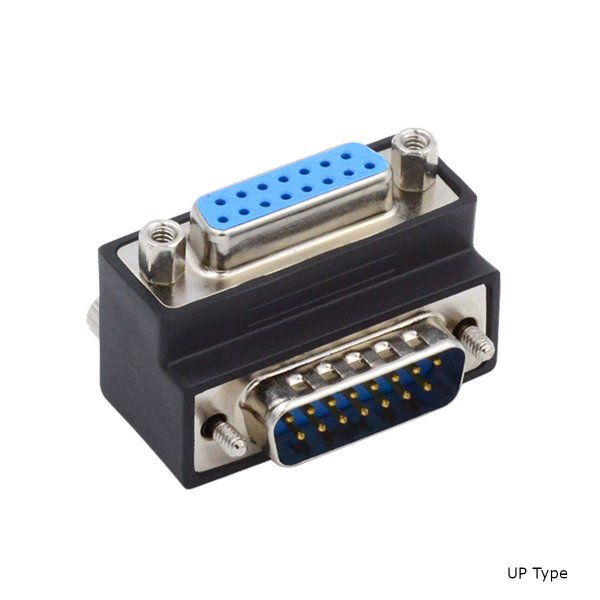 SYSTEM-S DB15 adapter DSUB 15 pin male to female 90° angle screw cable in black