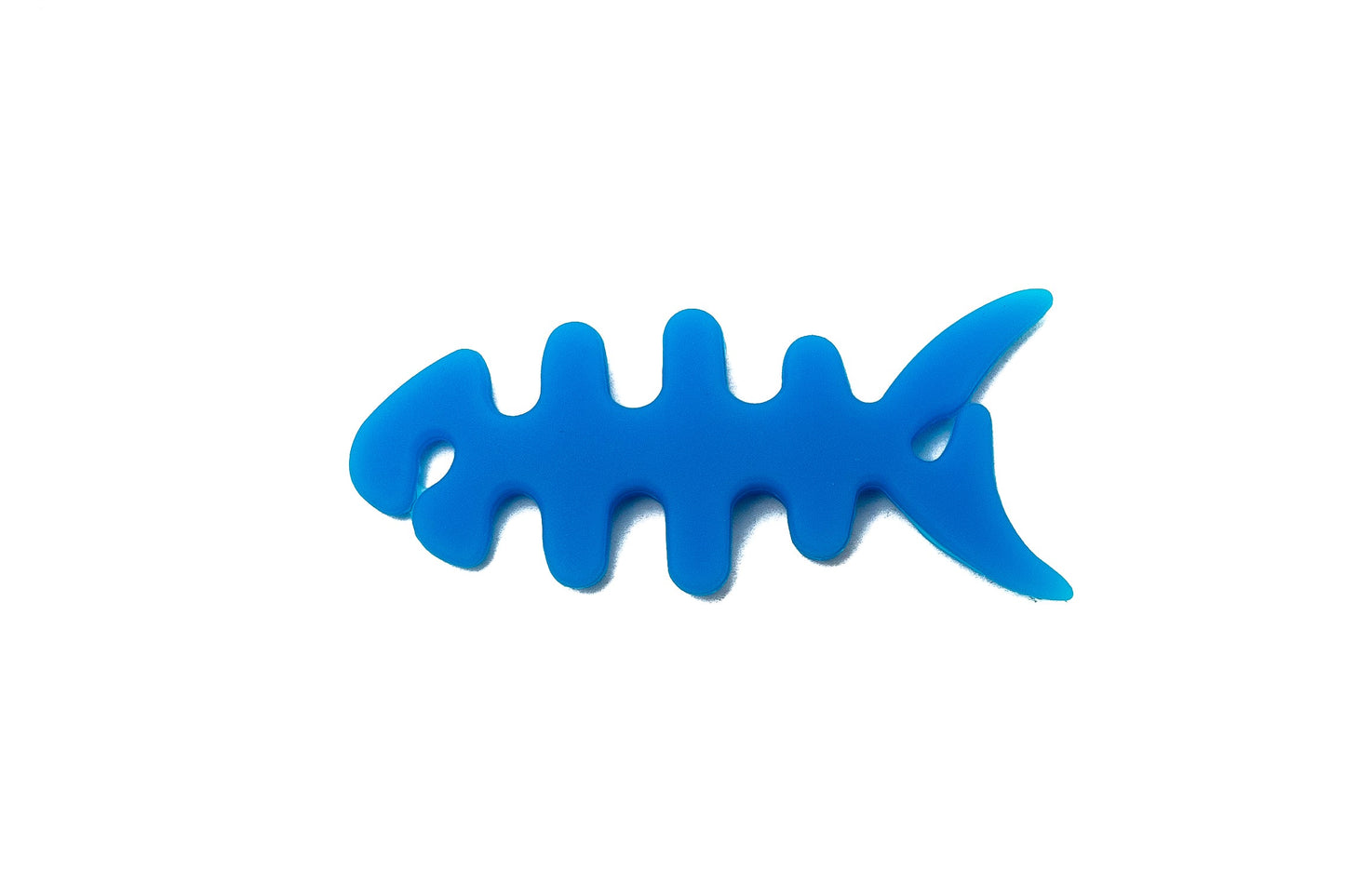 SYSTEM-S Kabelmanager Wrap Kabelaufroller Fischform Silikon Aufwickler Kabelschutz für Kopfhörer in Blau
