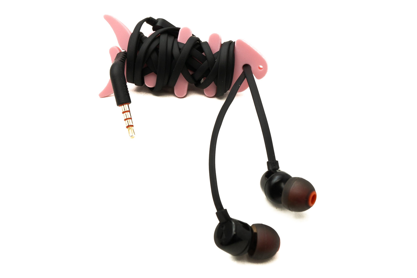 SYSTEM-S Kabelmanager Wrap Kabelaufroller Fischform Silikon Aufwickler Kabelschutz für Kopfhörer in Pink