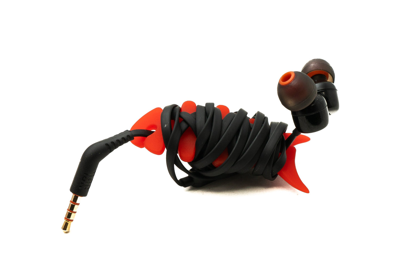 SYSTEM-S Kabelmanager Wrap Kabelaufroller Fischform Silikon Aufwickler Kabelschutz für Kopfhörer in Rot