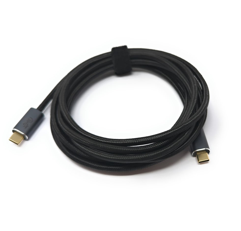 SYSTEM-S USB 3.2 Gen 2 Kabel 300 cm Typ C Stecker zu Stecker geflochten Schwarz
