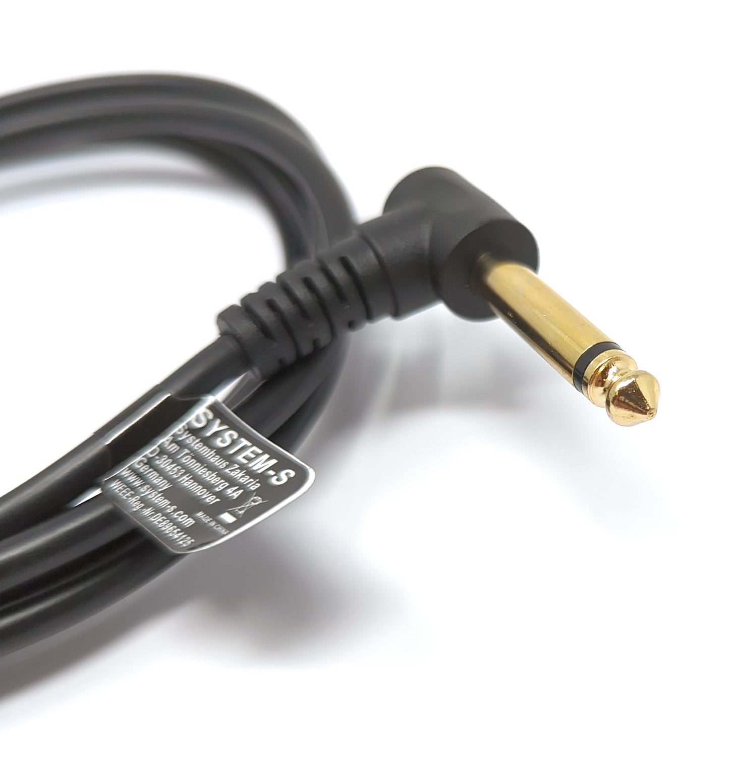 SYSTEM-S Audio Kabel 150 cm Stereo AUX Klinke 6,35 mm Stecker zu Stecker Winkel Schwarz