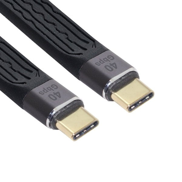 SYSTEM-S USB4 USB Cable 14 cm Type C Male to Male Flexible Flat 40 Gbit/s USB 4.0