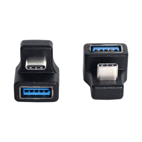 SYSTEM-S USB 3.1 U Turn 180° Adapter Typ C Stecker zu 3.0 Typ A Buchse Kabel in Schwarz