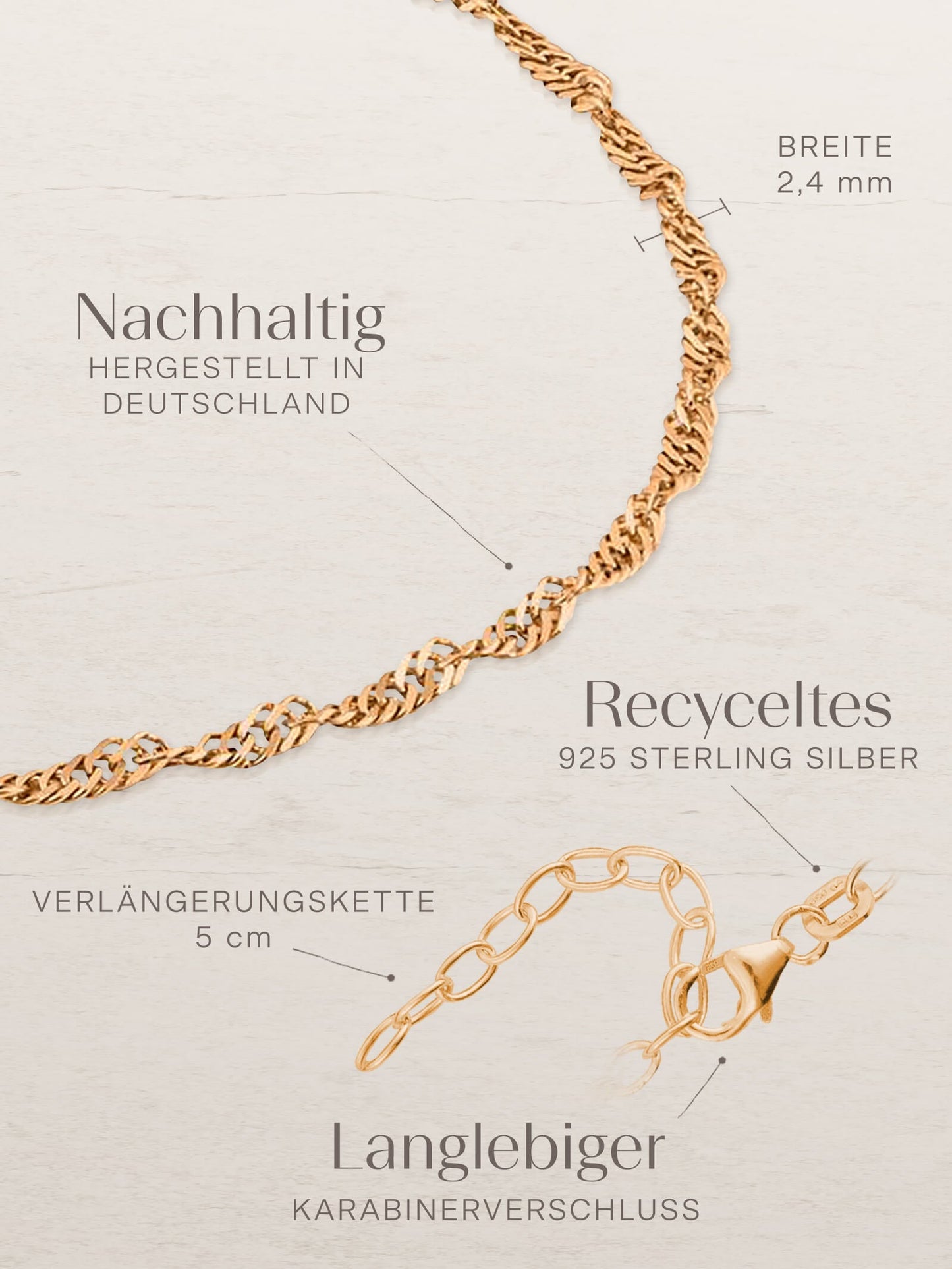 Fusskette Singapurkette Roségold Vergoldet