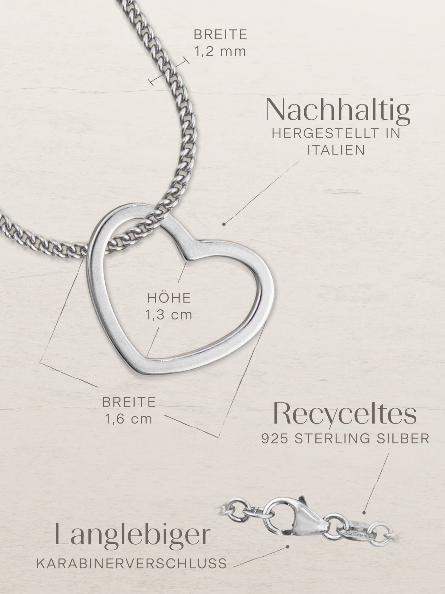 Kettenanhänger Herz Silber Rhodiniert - Elegantes Schmuckstück