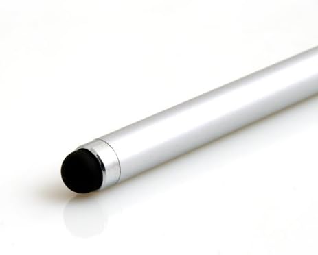 SYSTEM-S Stylus 2 in 1 Kugelschreiber in Silber für Tablet PC Smartphone