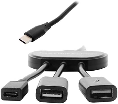 System-S USB 3.1 Type C male zu 2 x USB Typ A und 1x USB Typ C female Hub Adapter Kabel schwarz