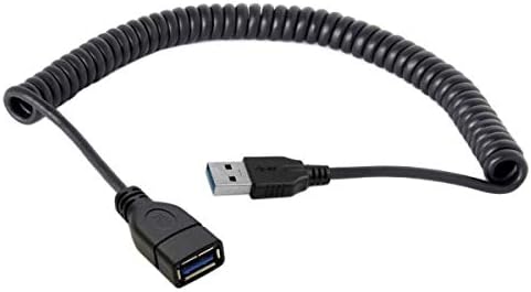 SYSTEM-S USB Kabel Typ A 3.0 (Male) auf USB Typ A 3.0(female) Spiralkabel 40-60 cm