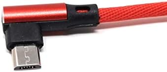 SYSTEM-S Micro USB Kabel links gewinkelt auf umkehrbarer USB Schnittstelle Typ A 2.0 in Rot 98 cm