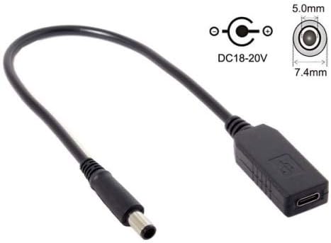 SYSTEM-S USB 3.1 Kabel 23cm Typ C Buchse zu DC 20V 7,4 x 5,0 mm Stecker Ladekabel