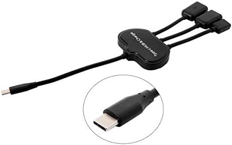 System-S USB 3.1 Type C male zu 2 x USB Typ A und 1x USB Typ C female Hub Adapter Kabel schwarz