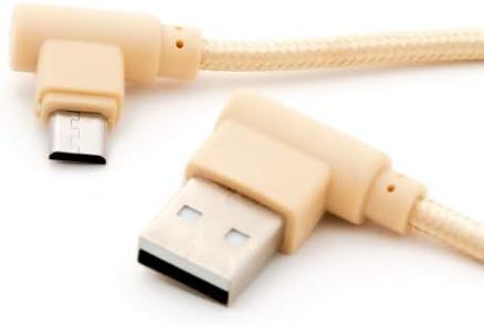 SYSTEM-S Micro USB Kabel 90° grad rechts gewinkelt Winkelstecker zu USB 2.0 Typ A 90° Grad rechts gewinkelt Datenkabel Ladekabel 20 cm in Goldfarben