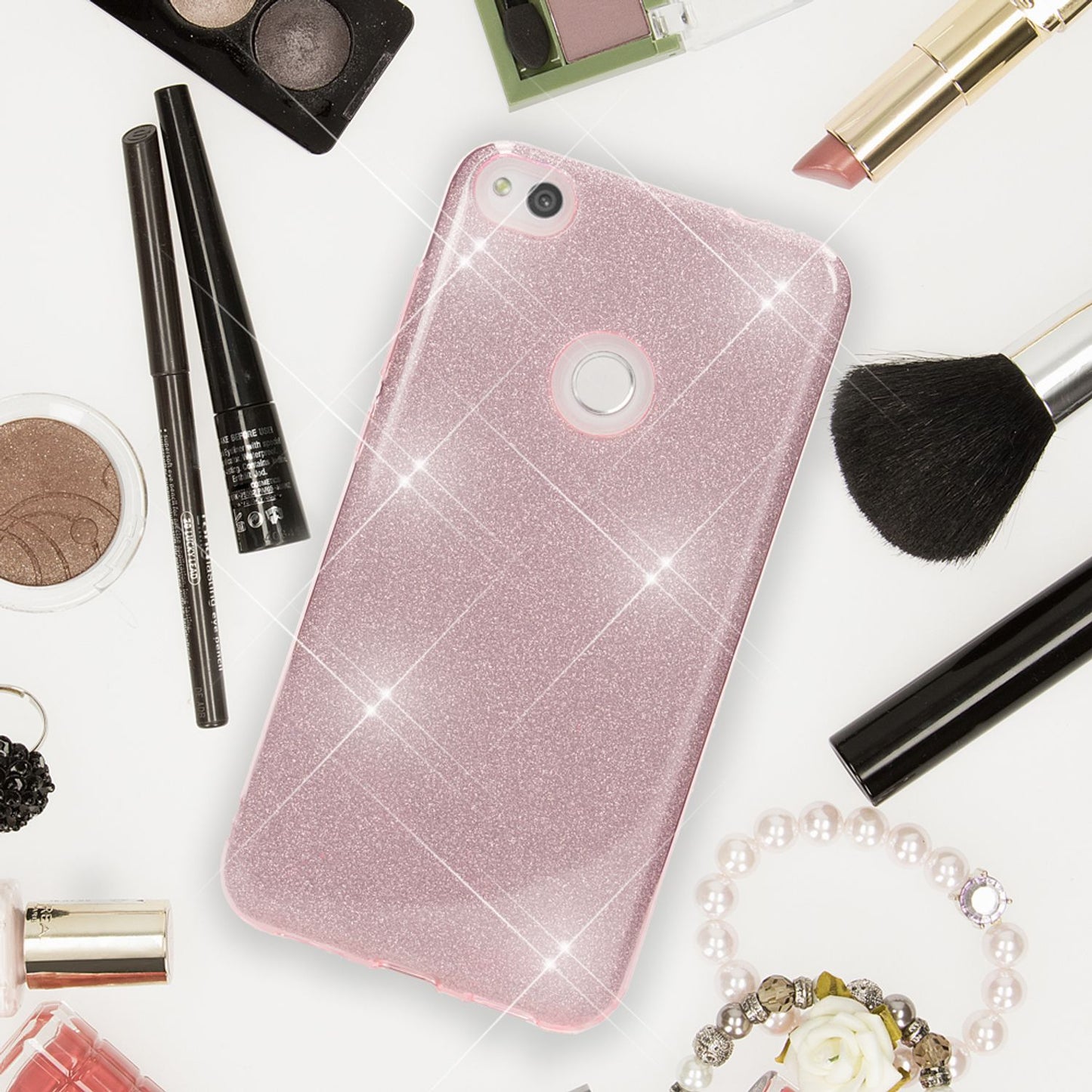 Huawei P8 Lite (2017) Glitzer Handy Hülle von NALIA, Silikon Case Cover Schutz