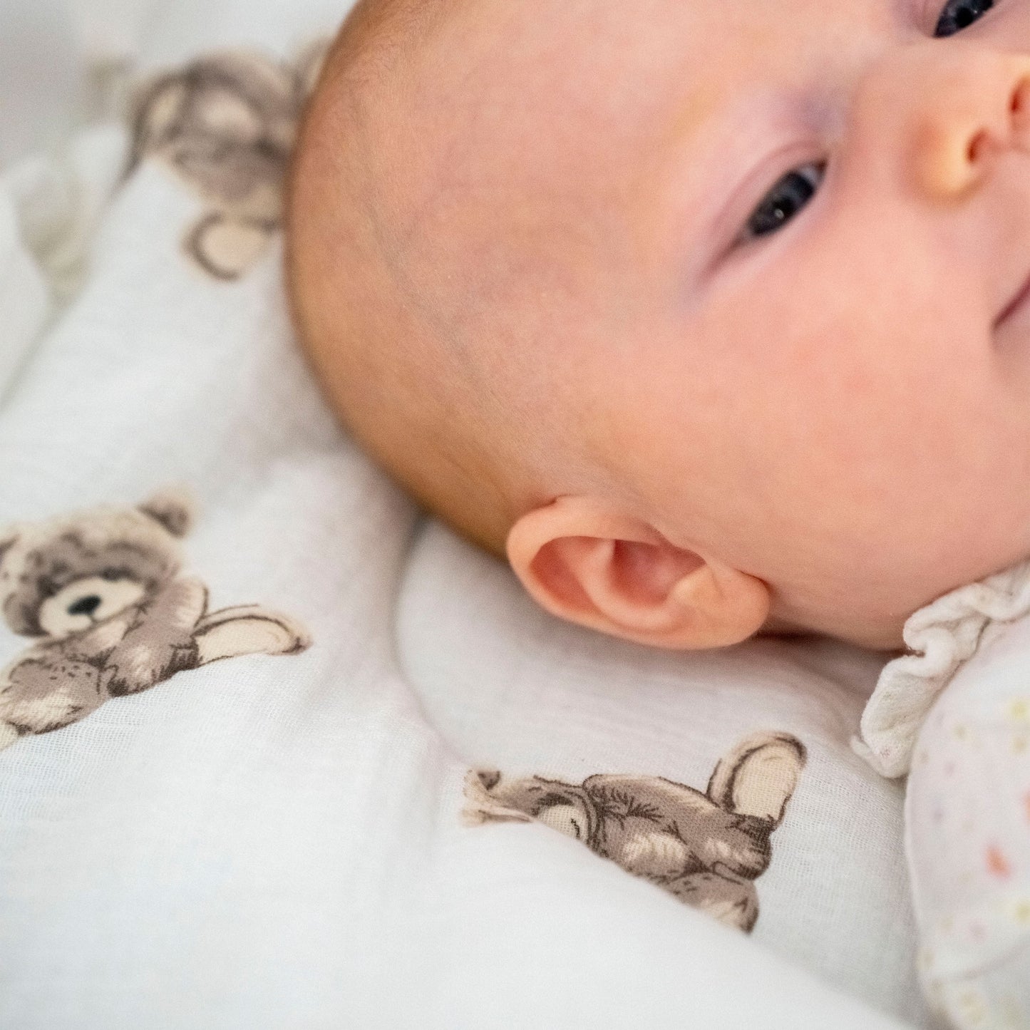 Babyschlafsack Dreamy Musselin Teddybär – süßer Ganzjahresschlafsack
