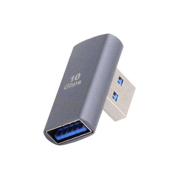 SYSTEM-S USB 3.0 Gen 2 Adapter Type A Female to Male Angled Cable in Gray