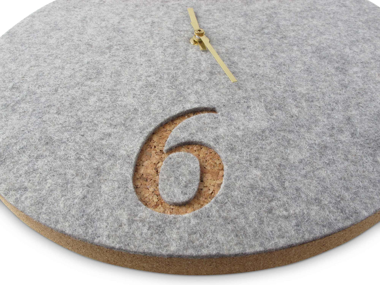 Felt and cork wall clock, 30 cm | light grey - gold | Design: Aarhus