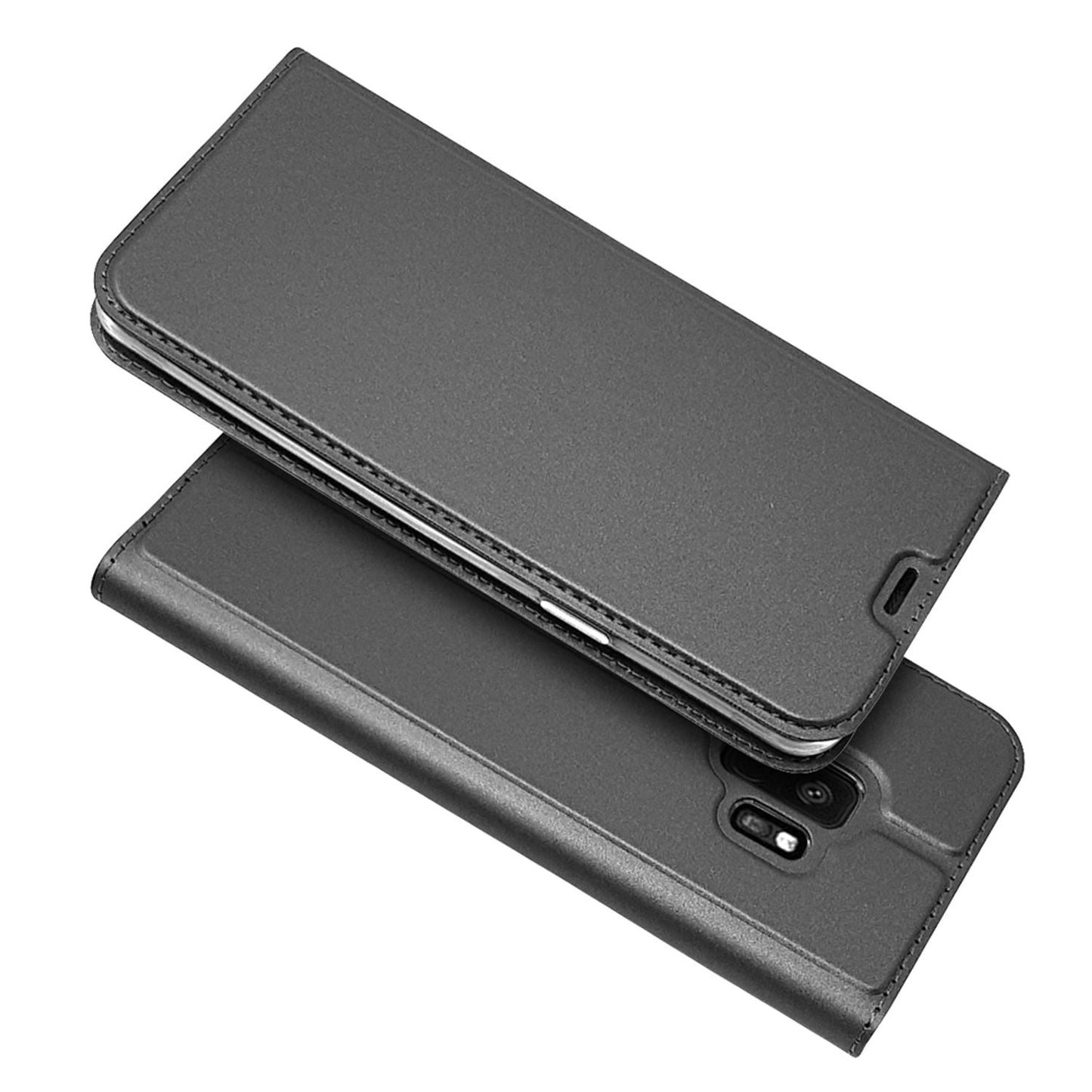 NALIA Handyhülle kompatibel mit Samsung Galaxy S9, Slim Kickstand Handyhülle Flip-Case Kunstleder Cover mit Magnet Etui Ganzkörper Schutz Dünne Rundum Handy-Tasche Etui
