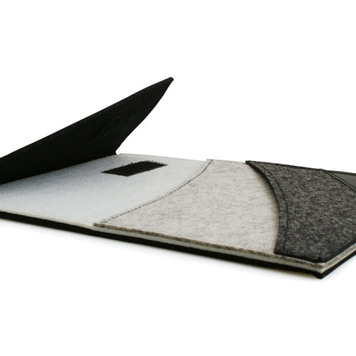 SYSTEM-S Kunst Filz Tasche Hülle Sleeve in Schwarz Grau für 10 Zoll Tablets