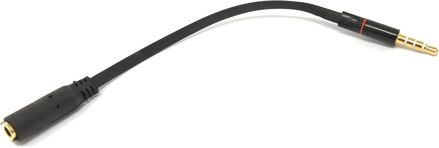 SYSTEM-S Audio Cable 15 cm Stereo AUX Jack 3.5 mm Male to Female Flat in Black