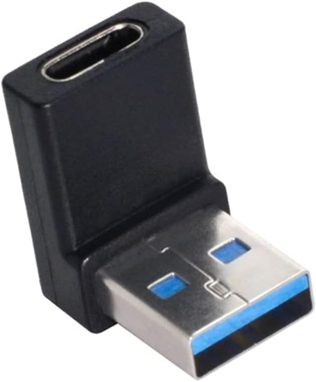 SYSTEM-S USB 3.1 Adapter Typ C Buchse zu 3.0 Typ A Stecker Winkel Kabel in Schwarz