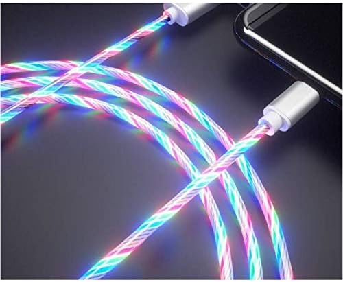 SYSTEM-S USB 3.1 leuchtendes Kabel 1 m Typ C Stecker zu 2.0 A Stecker in Regenbogen