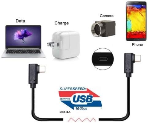 System-S USB Typ C 3.1 Kabel auf USB Typ C 3.1 Gen 2 65W Gbit/s 90° Grad gewinkelt 180cm