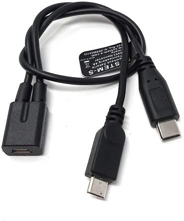 SYSTEM-S USB 2.0 Y cable 25 cm Micro B female to Type C and Micro B male