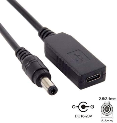 SYSTEM-S USB 3.1 Kabel 23cm Typ C Buchse zu DC 5,5 x 1,1 mm Stecker Ladekabel