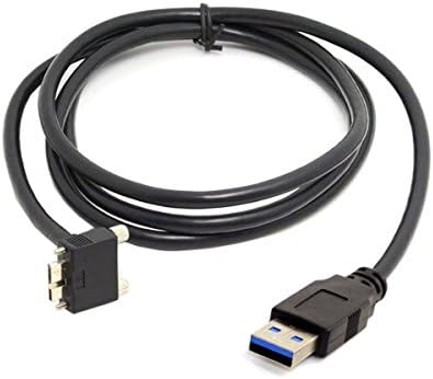 SYSTEM-S USB 3.0 A (male) to Micro USB 3.0 (male) Upward angled 120cm high speed data cable charging cable with locking screw for Nikon D800 D800E D810