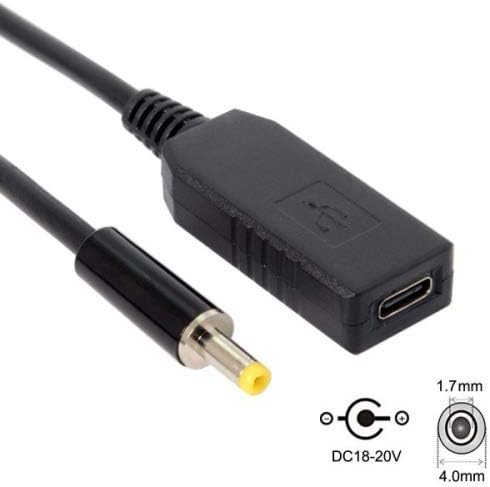SYSTEM-S USB 3.1 Kabel 23cm Typ C Stecker zu DC 20V 4,0 x 1,7 mm Buchse Adapter Ladekabel