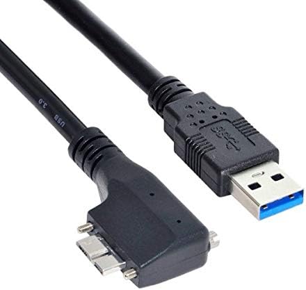 SYSTEM-S USB 3.0 Kabel 3 m Typ A Stecker zu Micro B Stecker Winkel Schraube in Schwarz